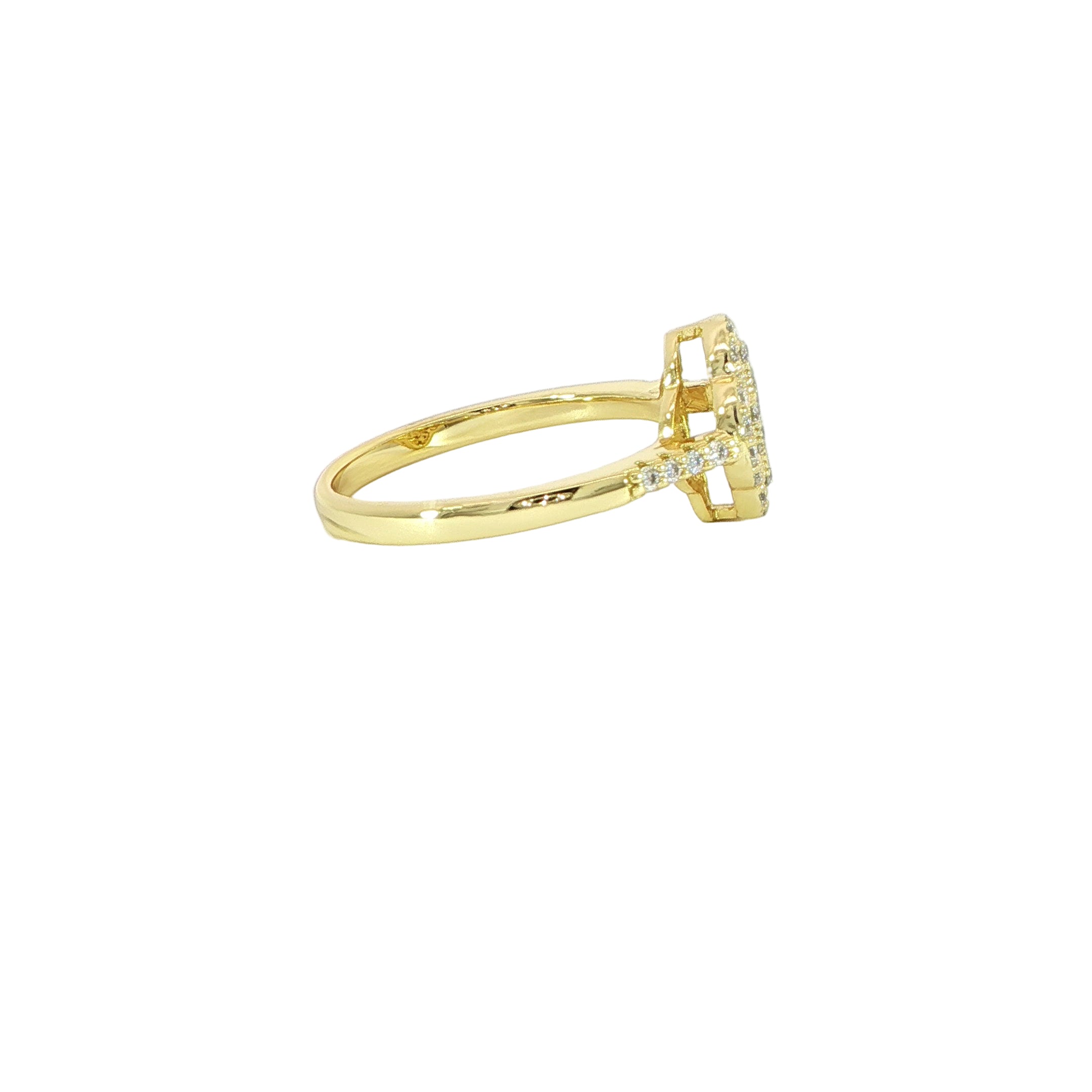 Iced out clover design ring in sterling silver for women