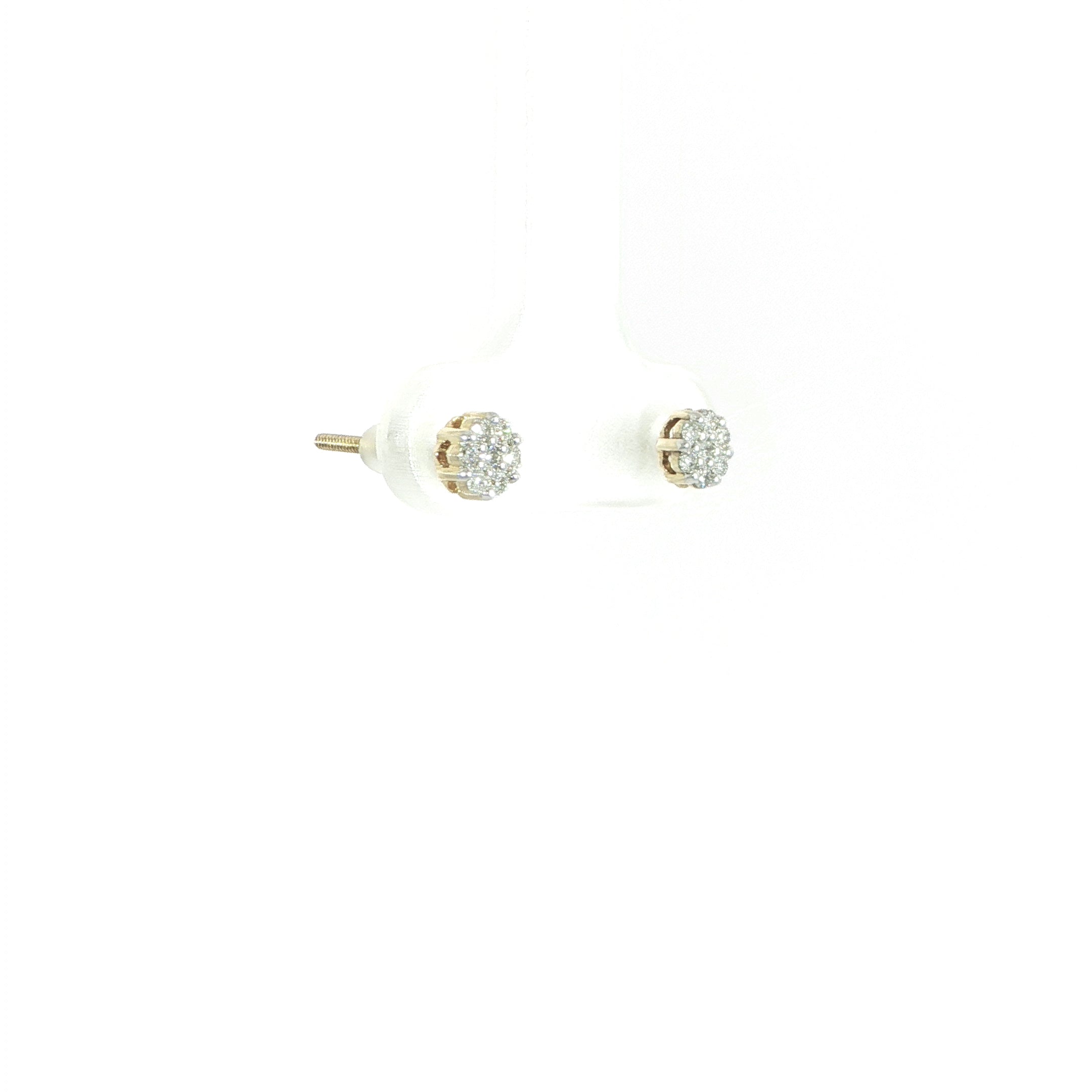 14K yellow gold 0.15 CTW natural diamond round cluster stud earrings 4.5MM
