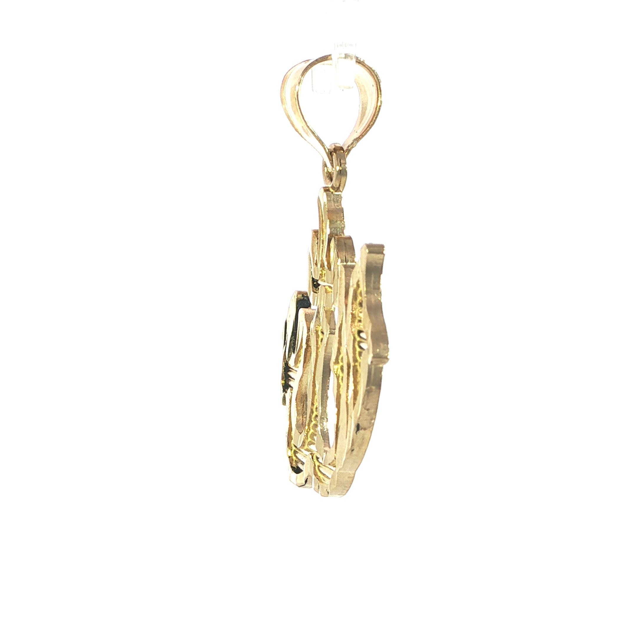 10K yellow gold Allah pendant with diamond-cut finish