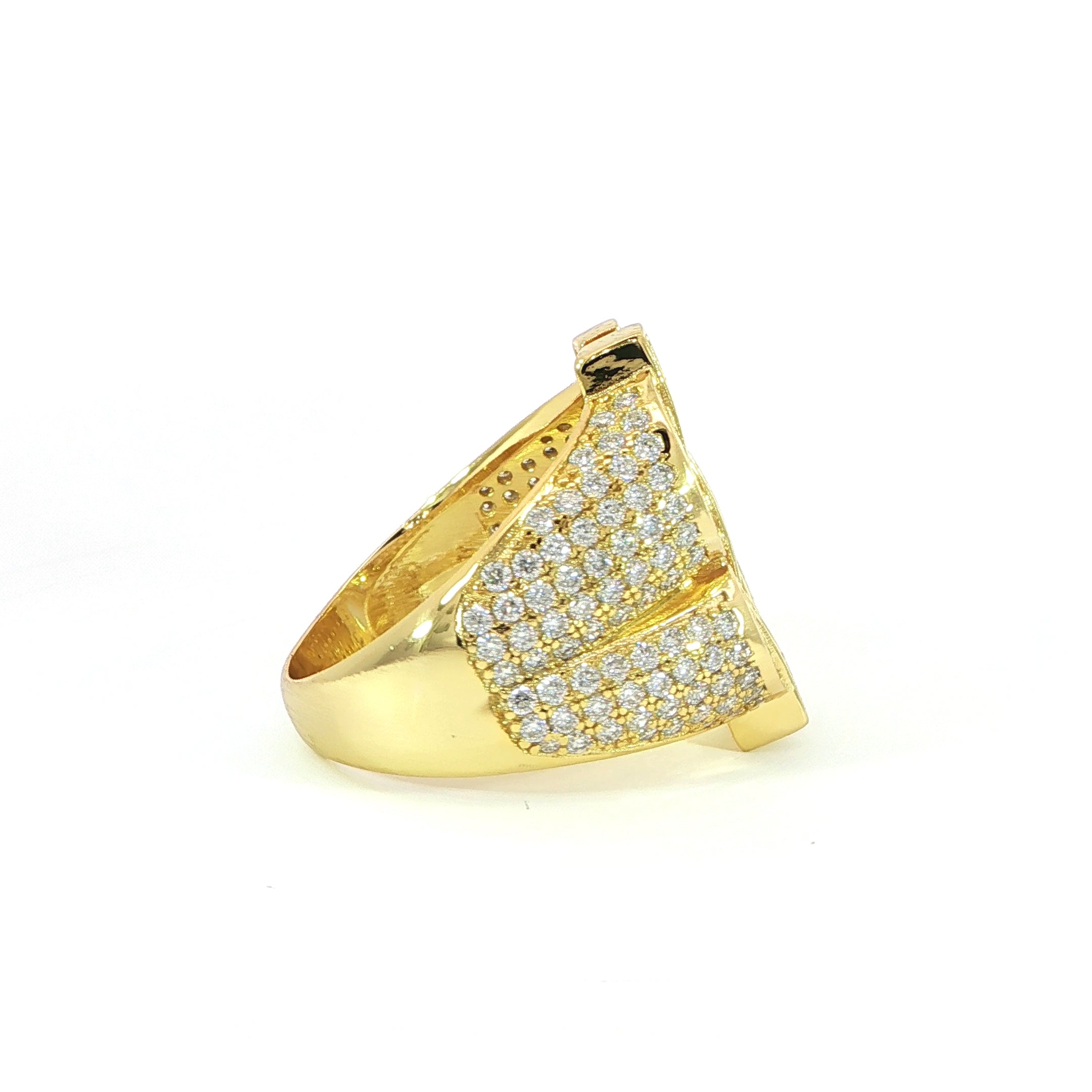 Luxury sterling silver dollar sign ring with brilliant VVS moissanite