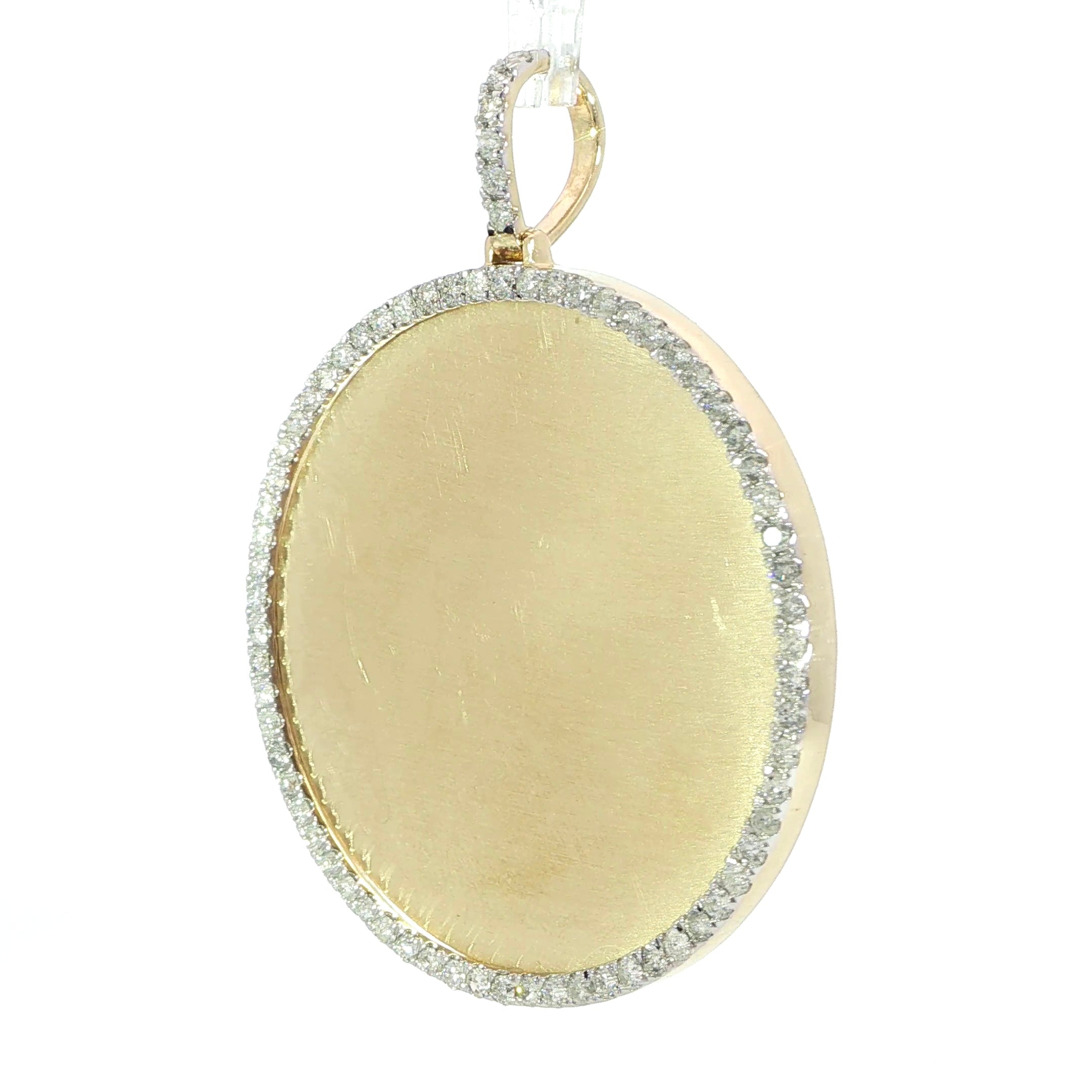 Luxury gold photo frame pendant with diamond halo border.