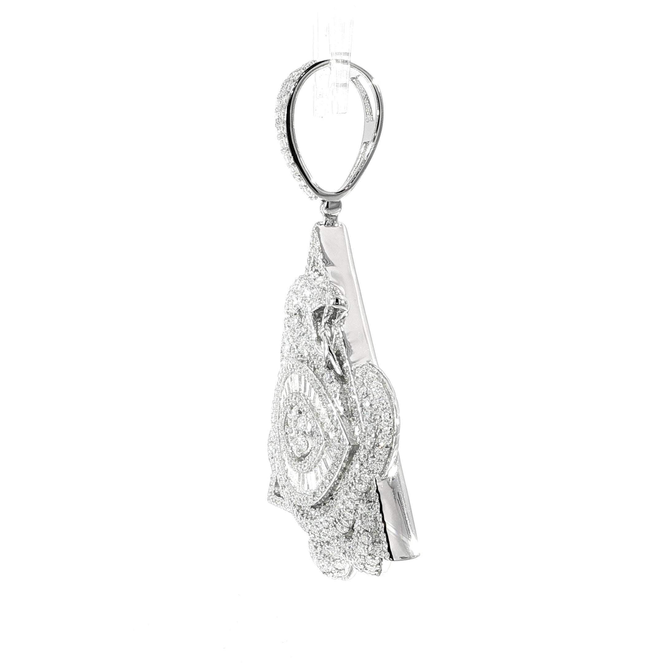Iced pyramid pendant featuring the Eye of Providence and serpents.