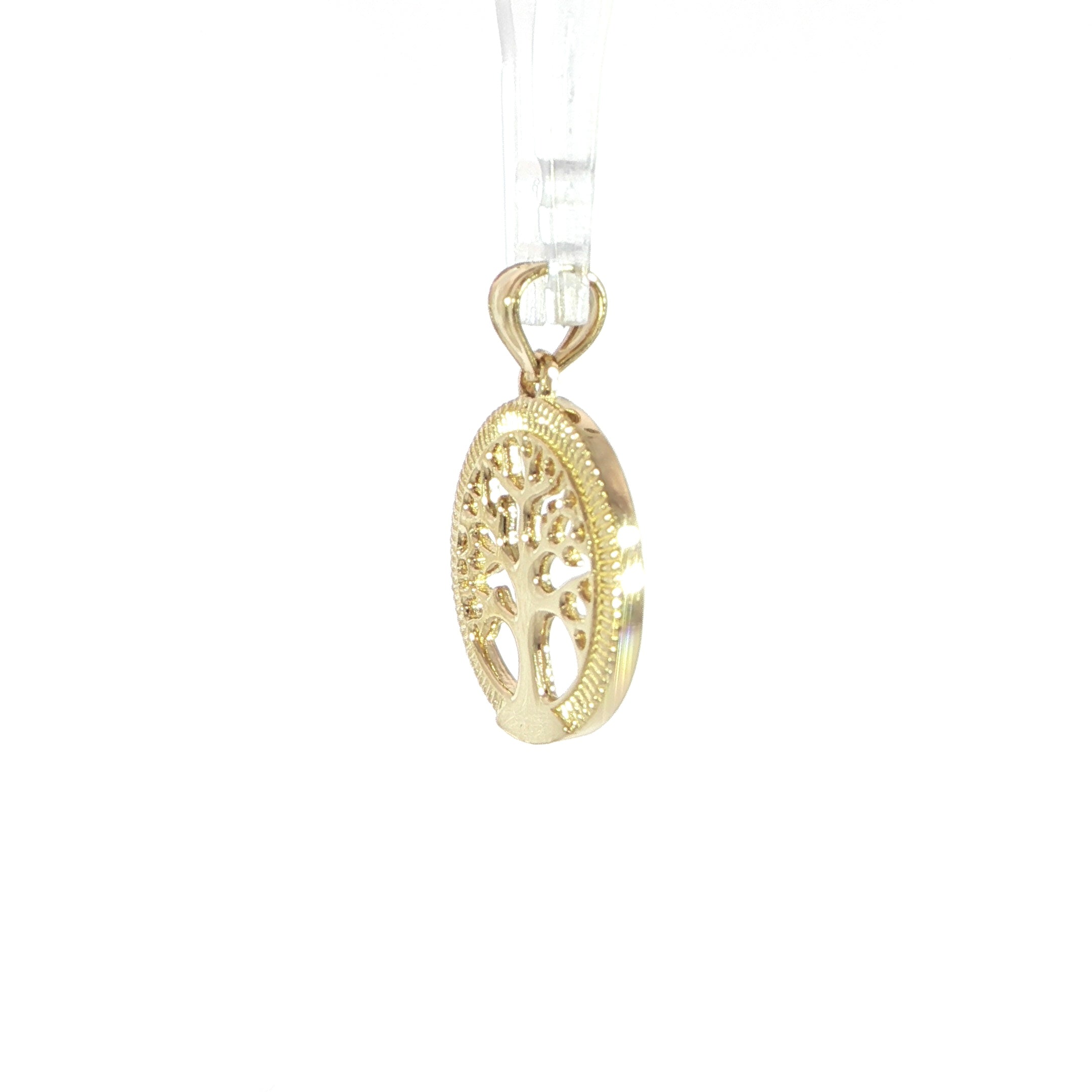 14K yellow gold Tree of Life pendant 15mm