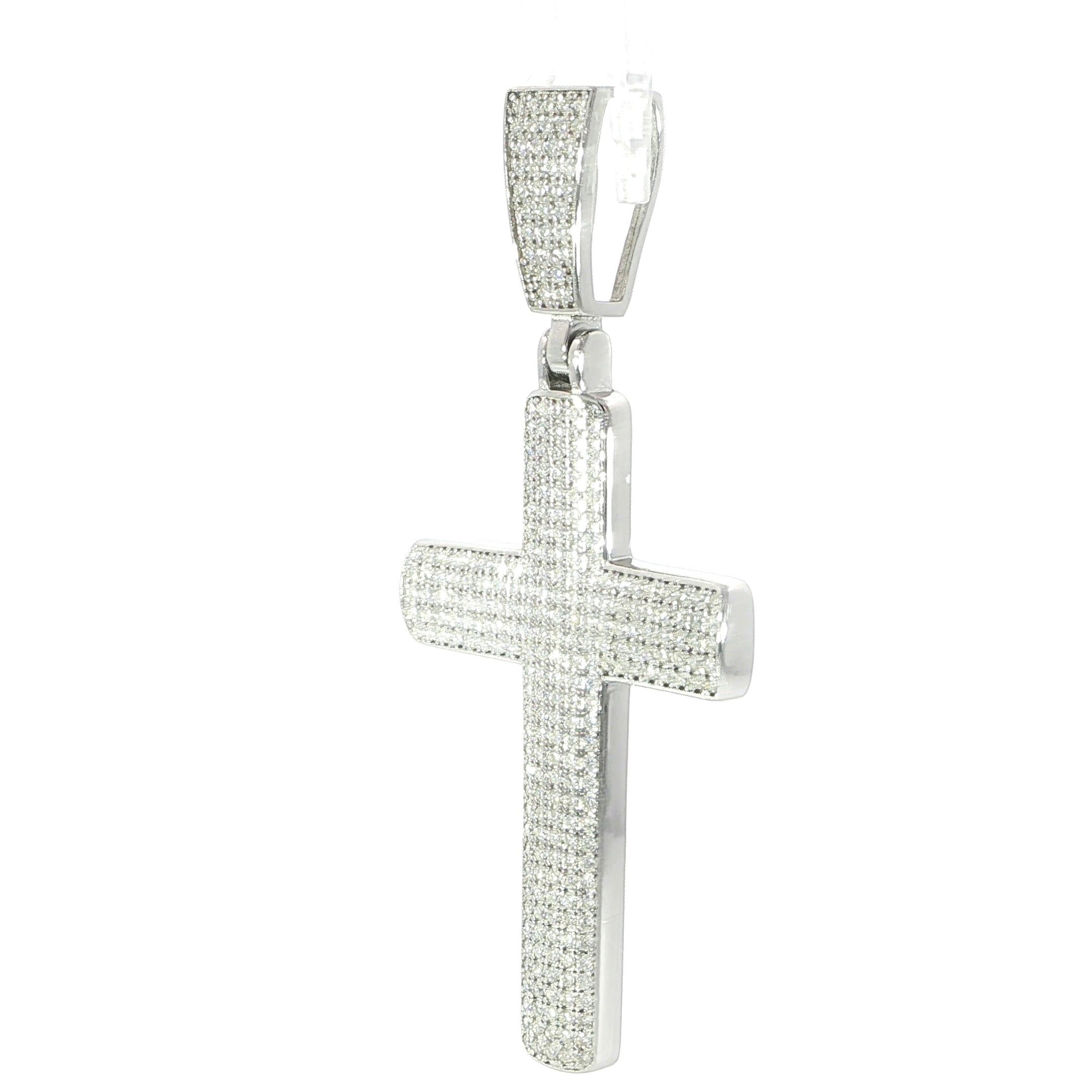 Pave Set Cross Pendant in 925 Sterling Silver