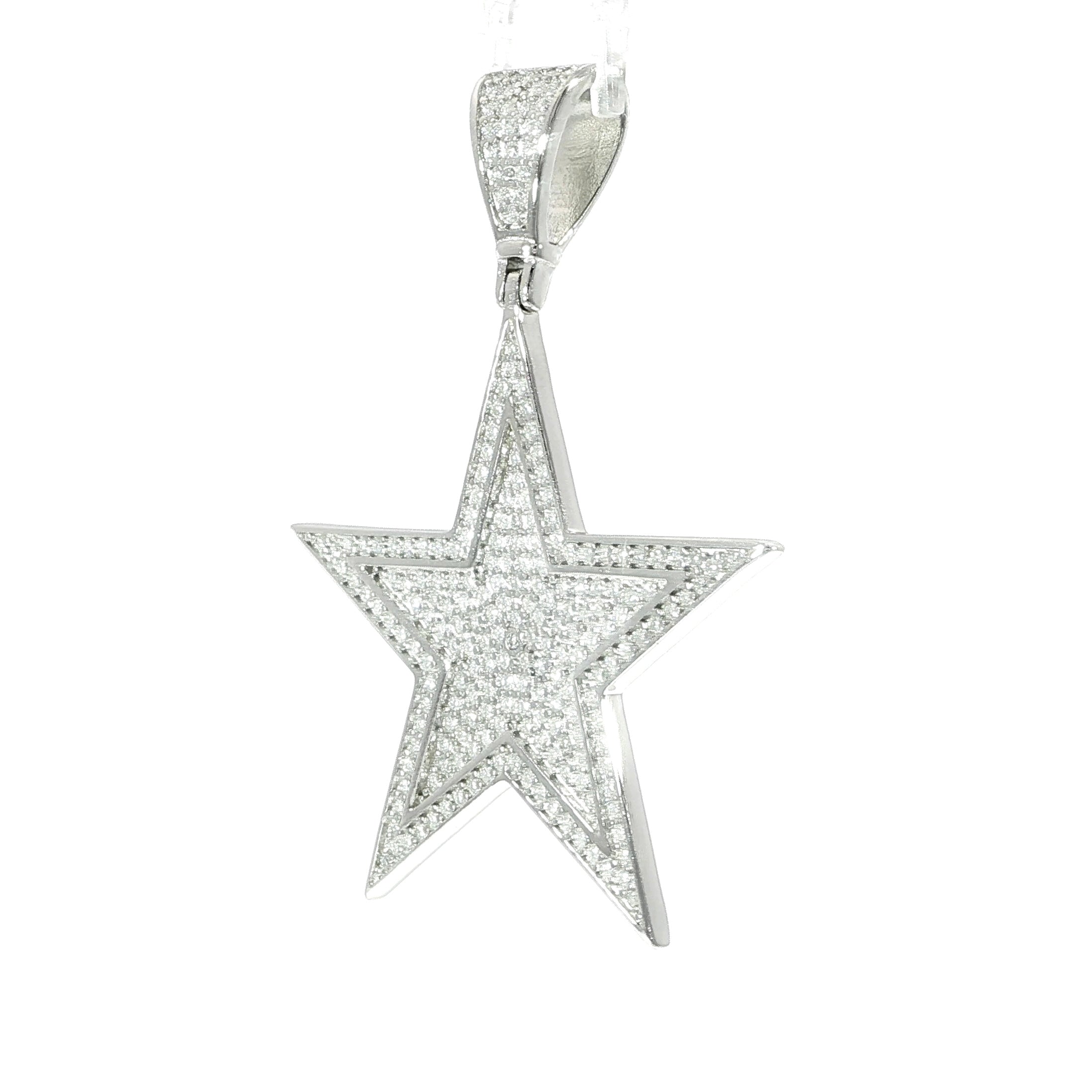 Micro pave star pendant with brilliant moissanite stones