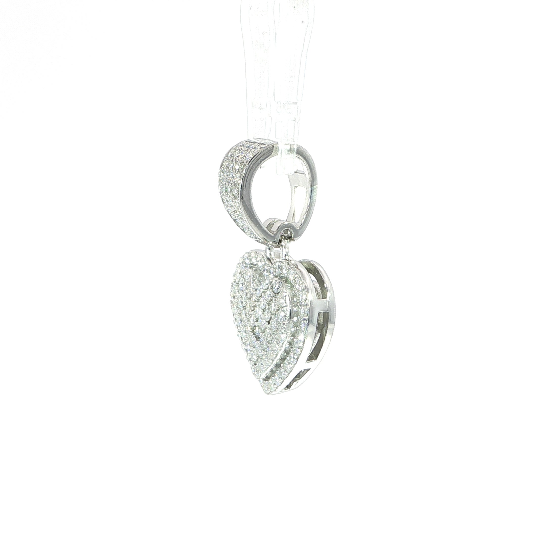 VVS moissanite heart pendant in sterling silver full pave setting