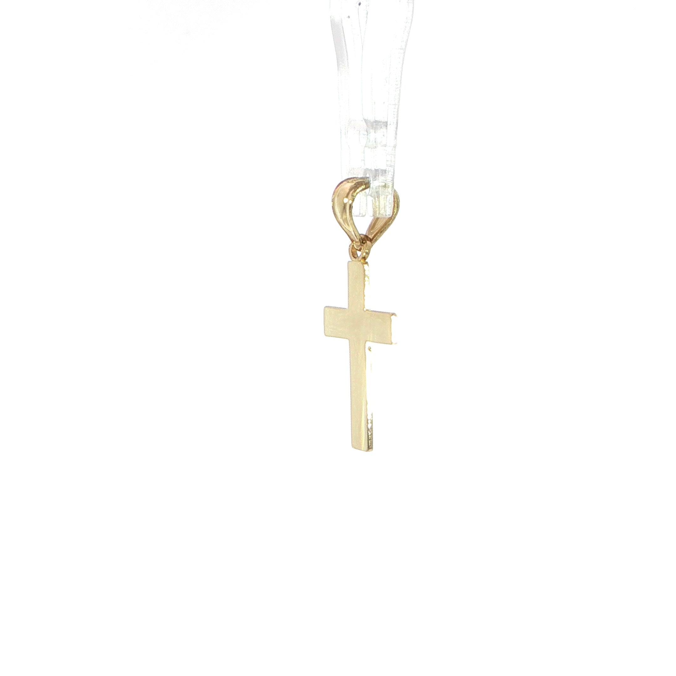 Plain gold cross pendant with smooth high polish surface