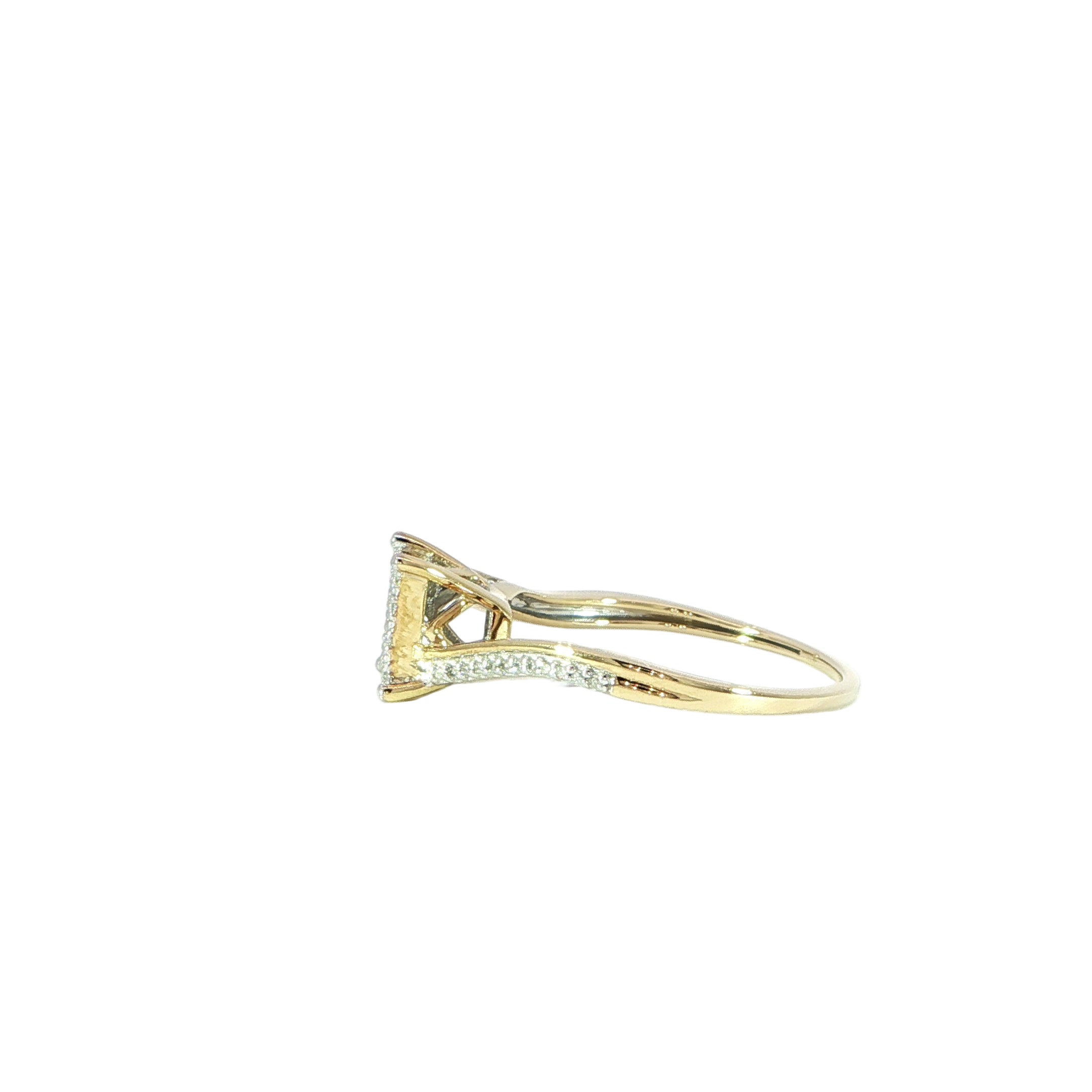 square pave diamond ring gold side detail