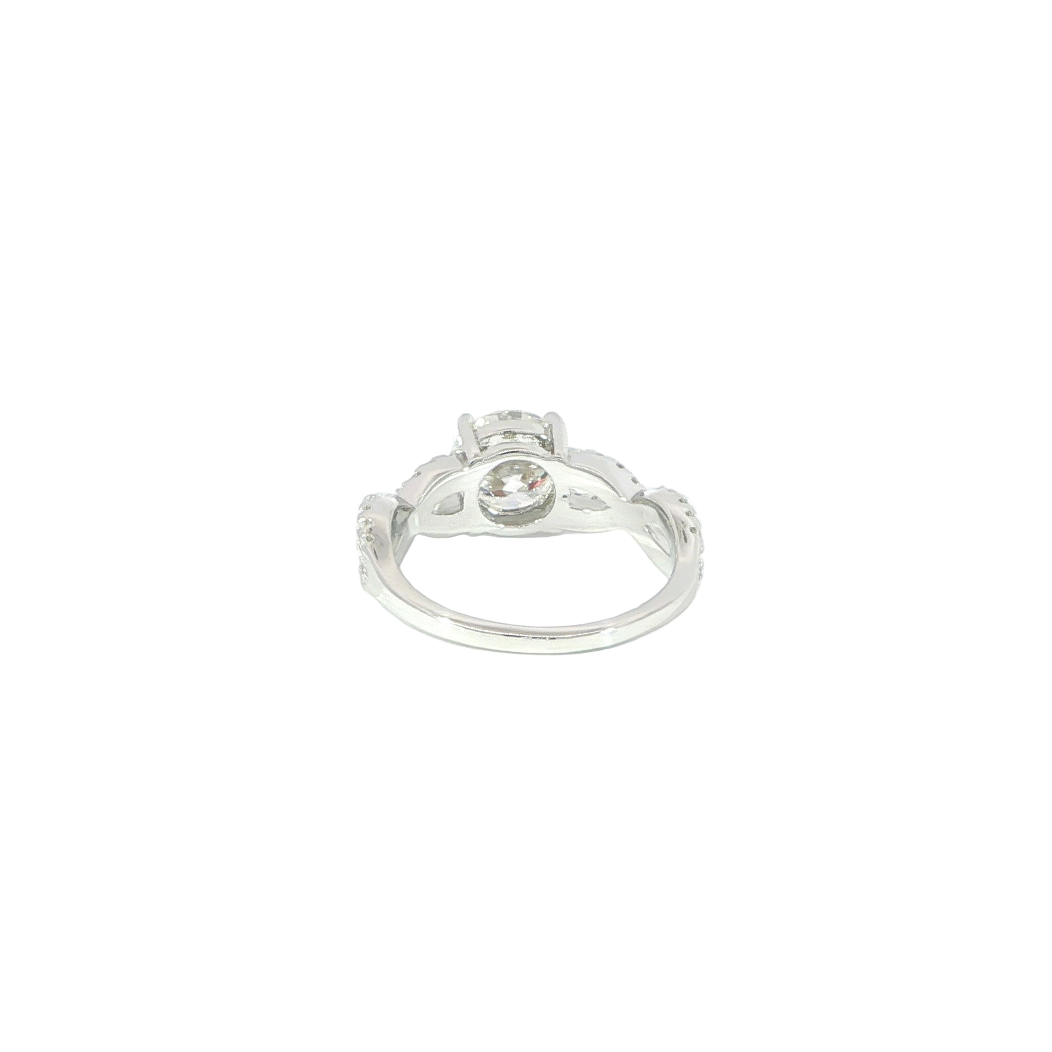 Sterling Silver Pavé Infinity Twist Ring with Round Moissanite Back