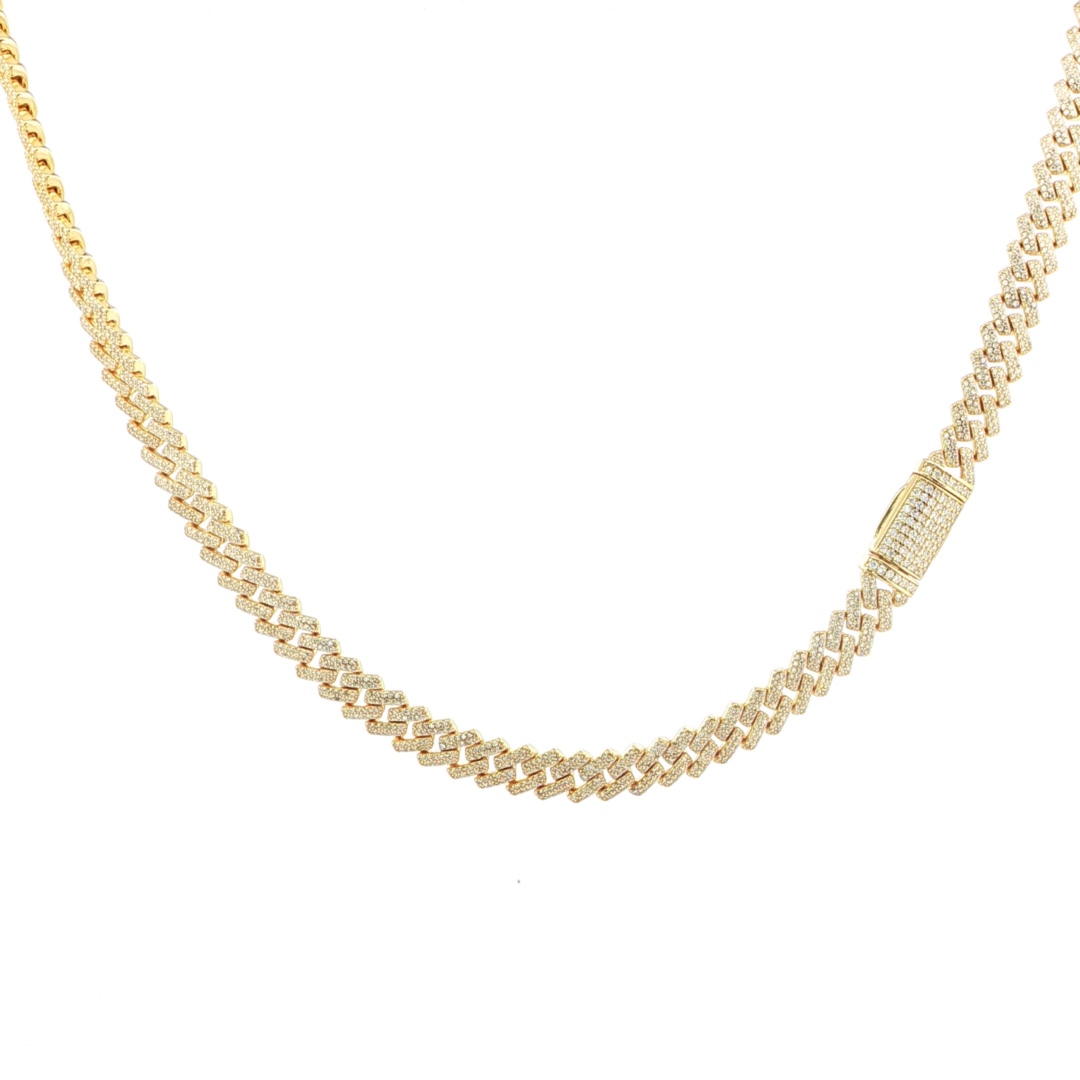 Sterling Silver Miami Cuban chain with VVS Moissanite stones