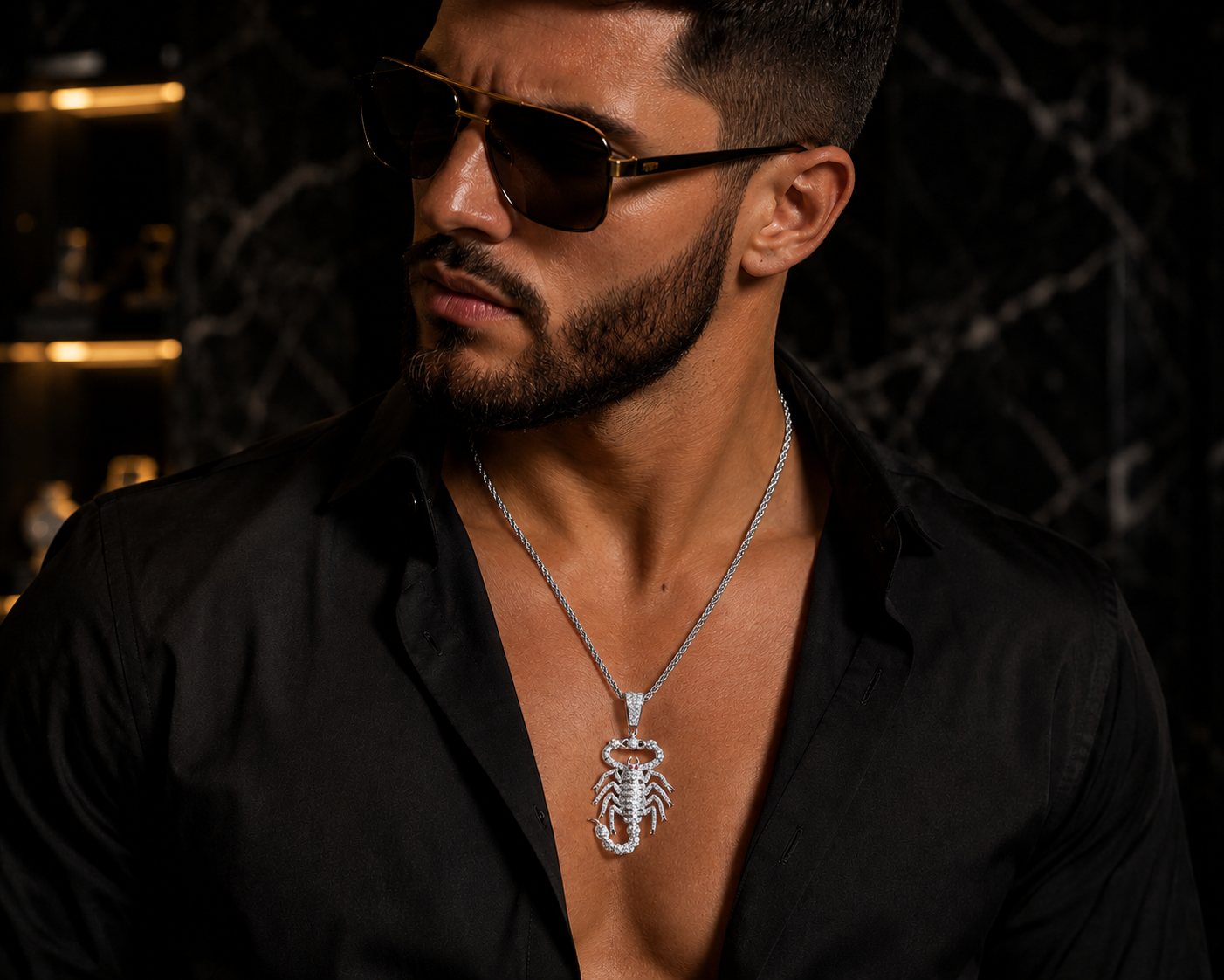 Iced Out Detailed Scorpion Pendant in 925 Sterling Silver