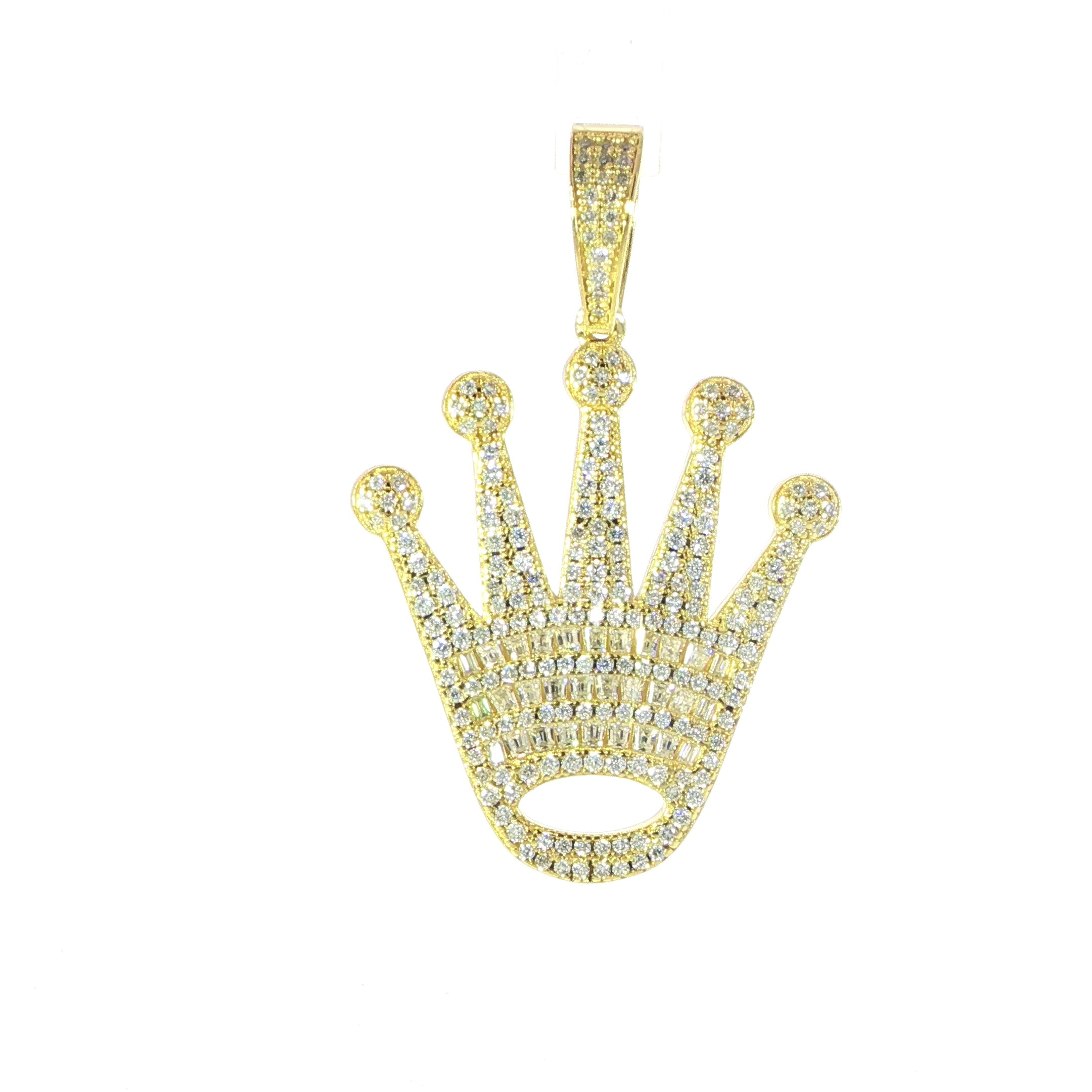 Front view of 925 Sterling Silver VVS Moissanite King's 5-Point Crown Pendant 2.34 CTW