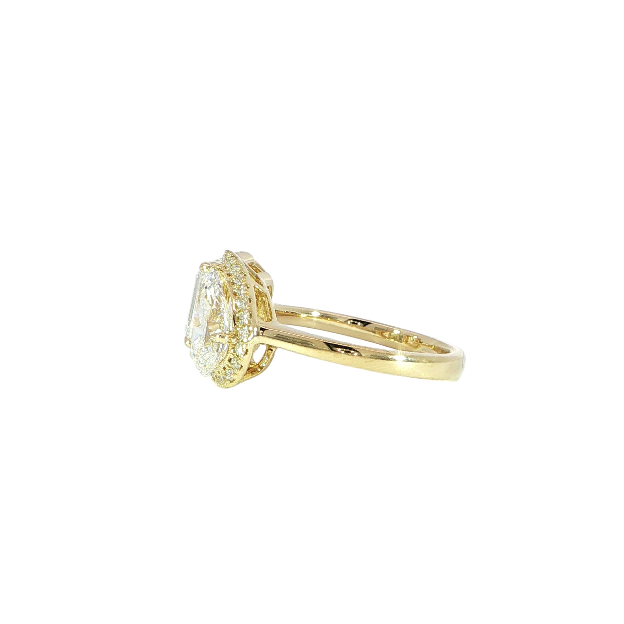 Toi et Moi engagement ring with halo diamonds side