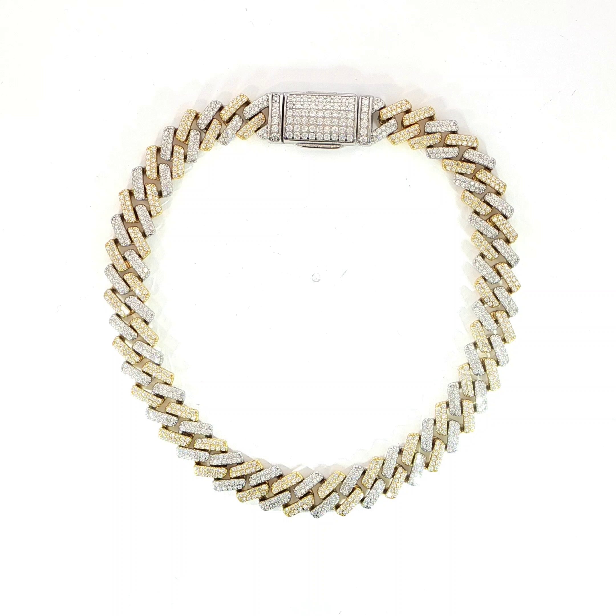Designer-inspired Miami Cuban bracelet with hand-set VVS moissanite stones for men.