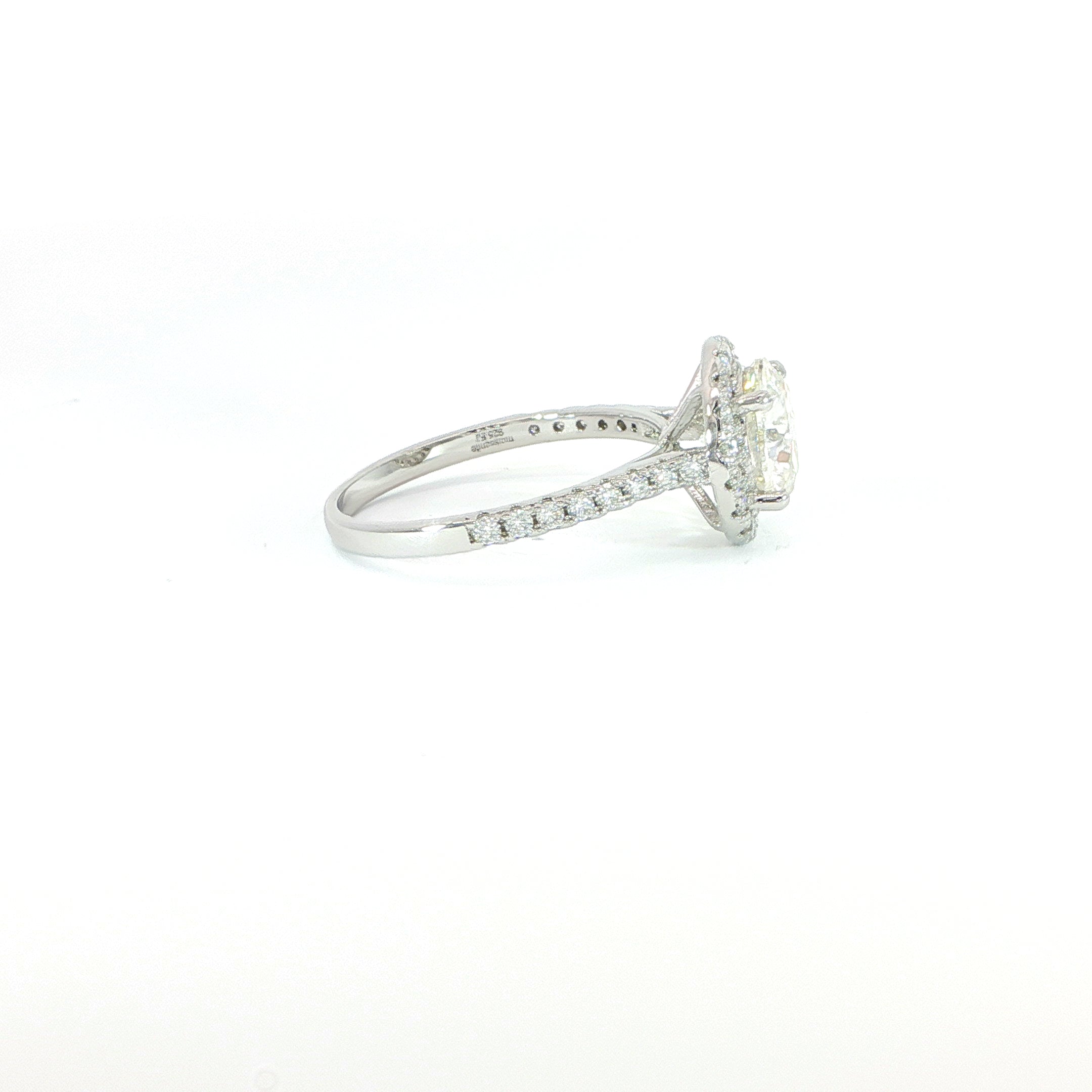 VVS Moissanite Round Halo Ring Side Profile