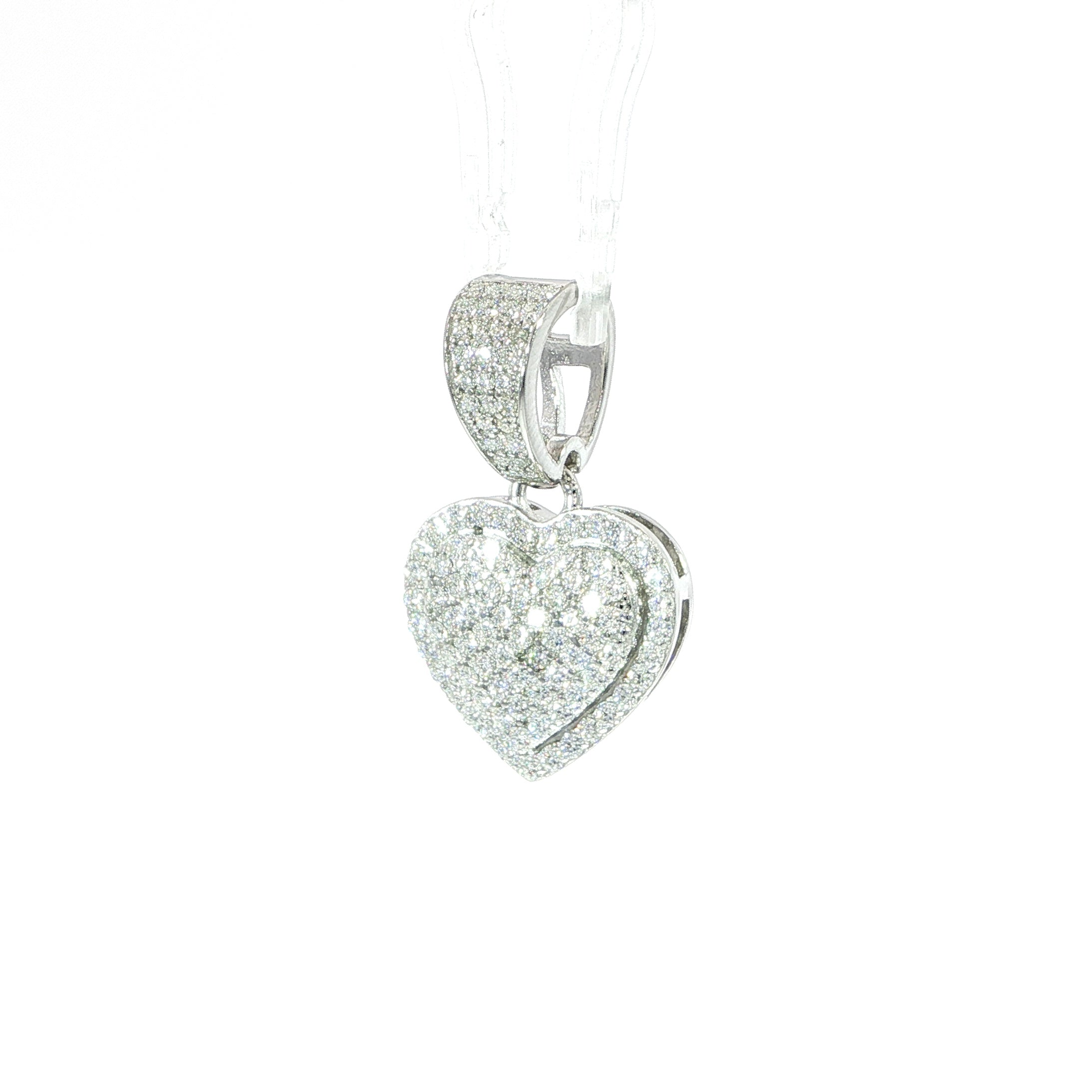 925 sterling silver double-layer heart pendant with moissanite stones