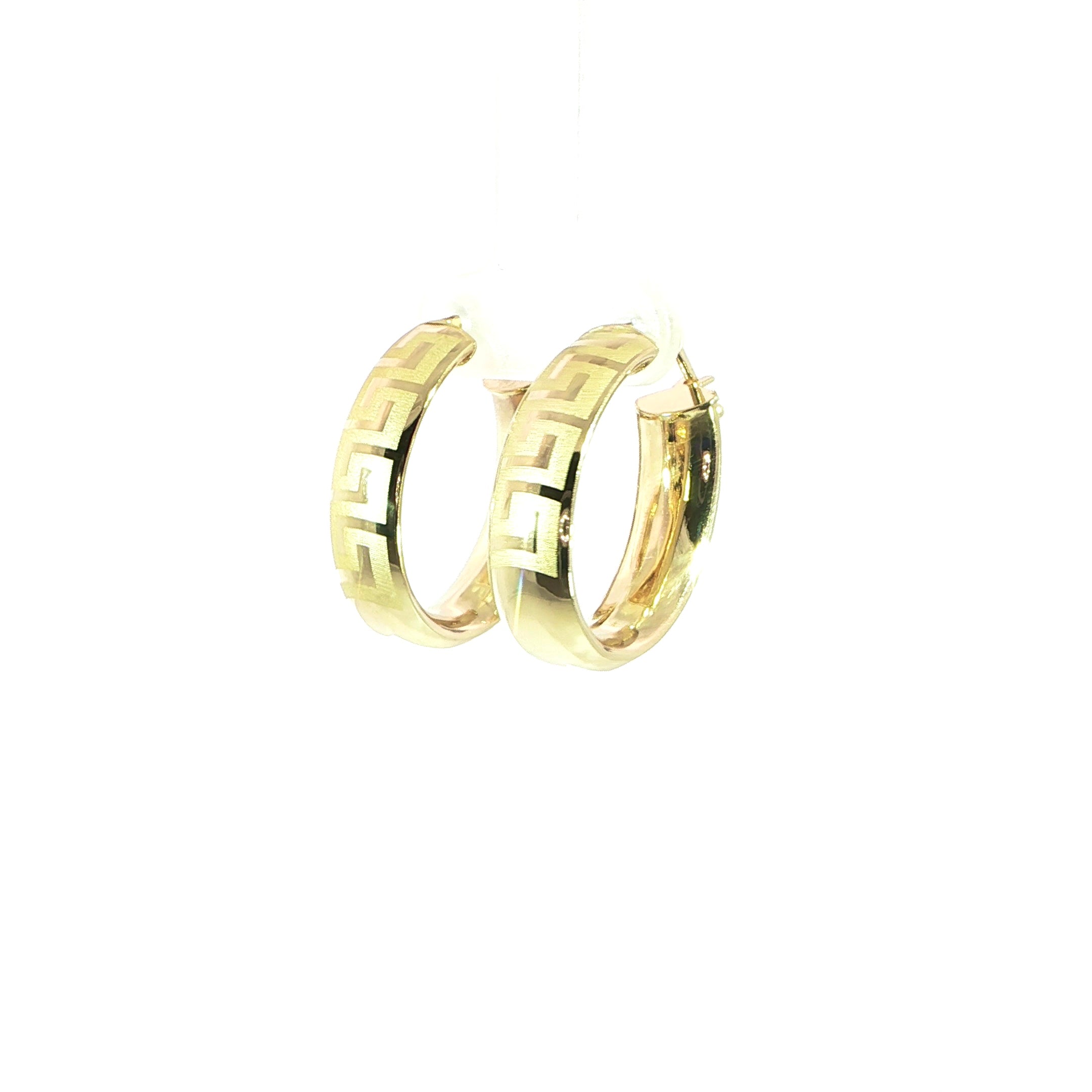 Classic Greek Key gold hoop earrings for women
