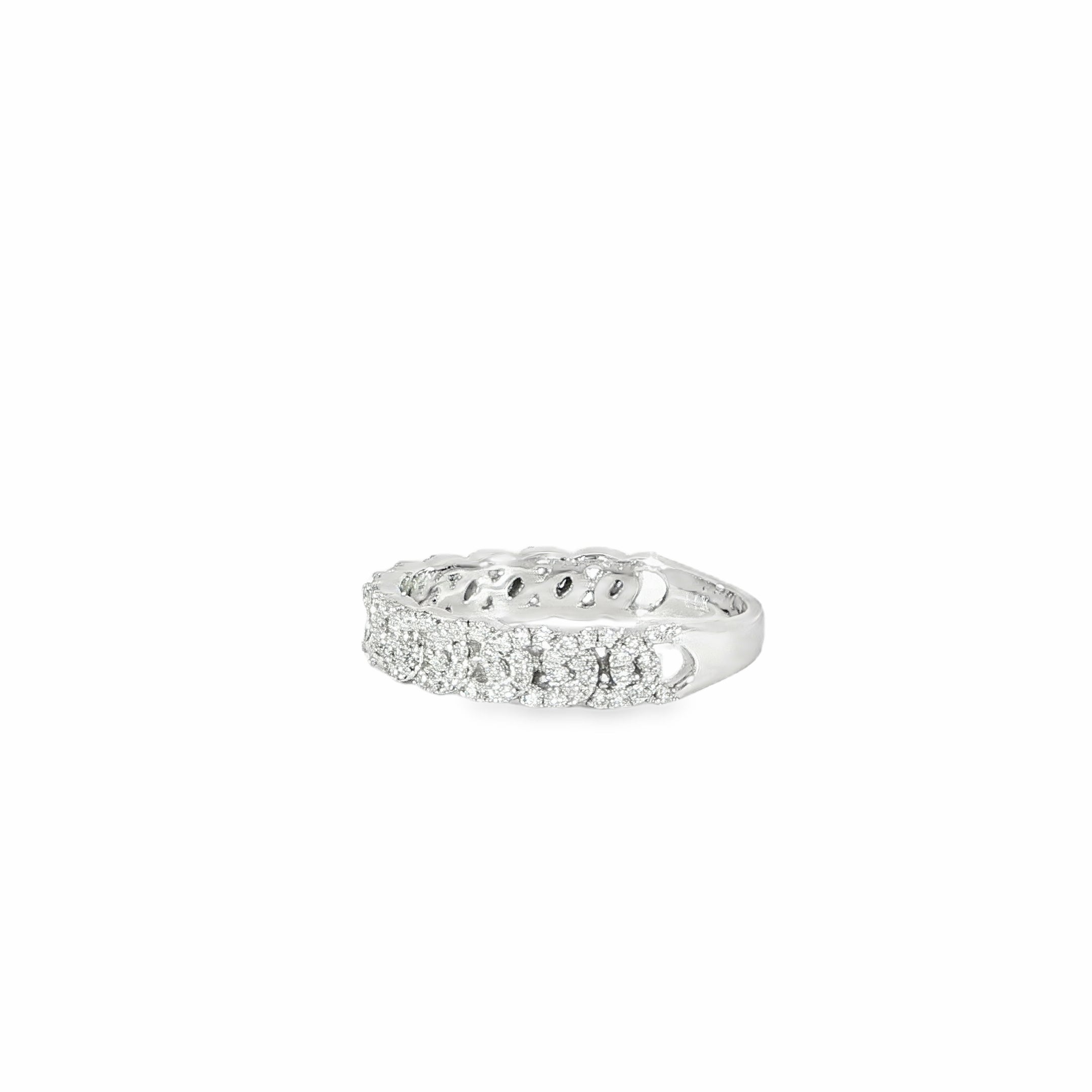 Side detail chain-link band 14K white gold