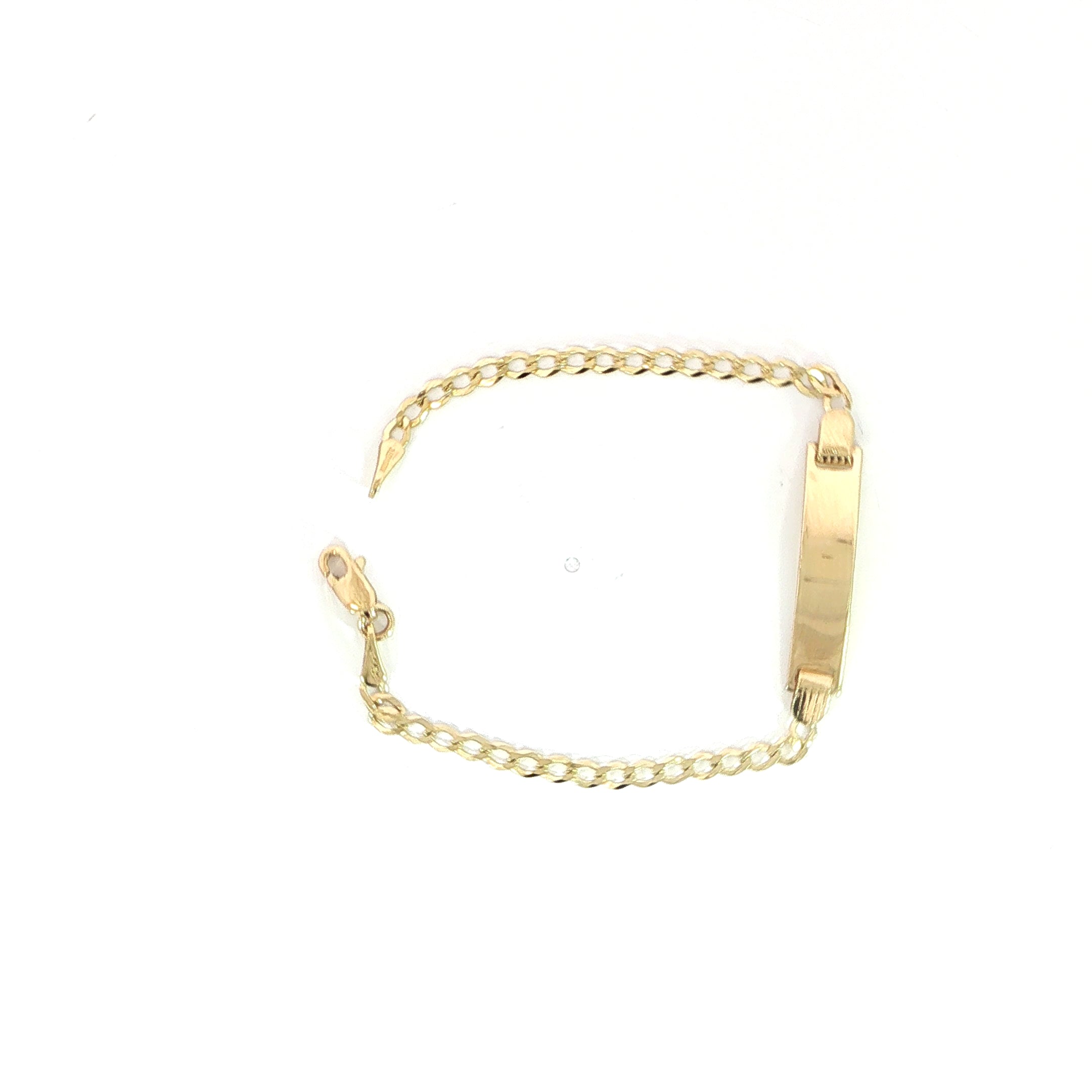 10K yellow gold curb style bracelet with polished ID plate