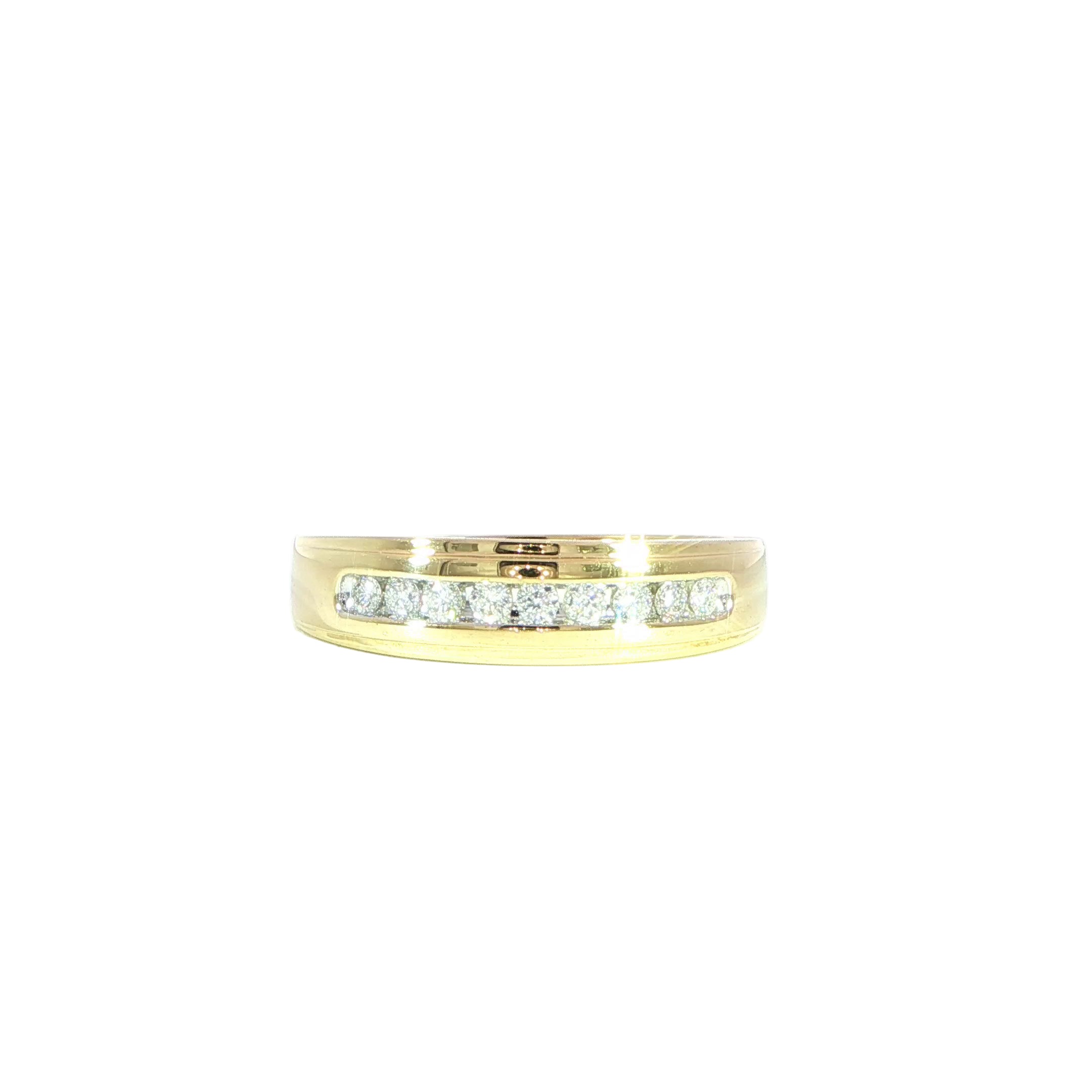 mens yellow gold diamond wedding band channel set