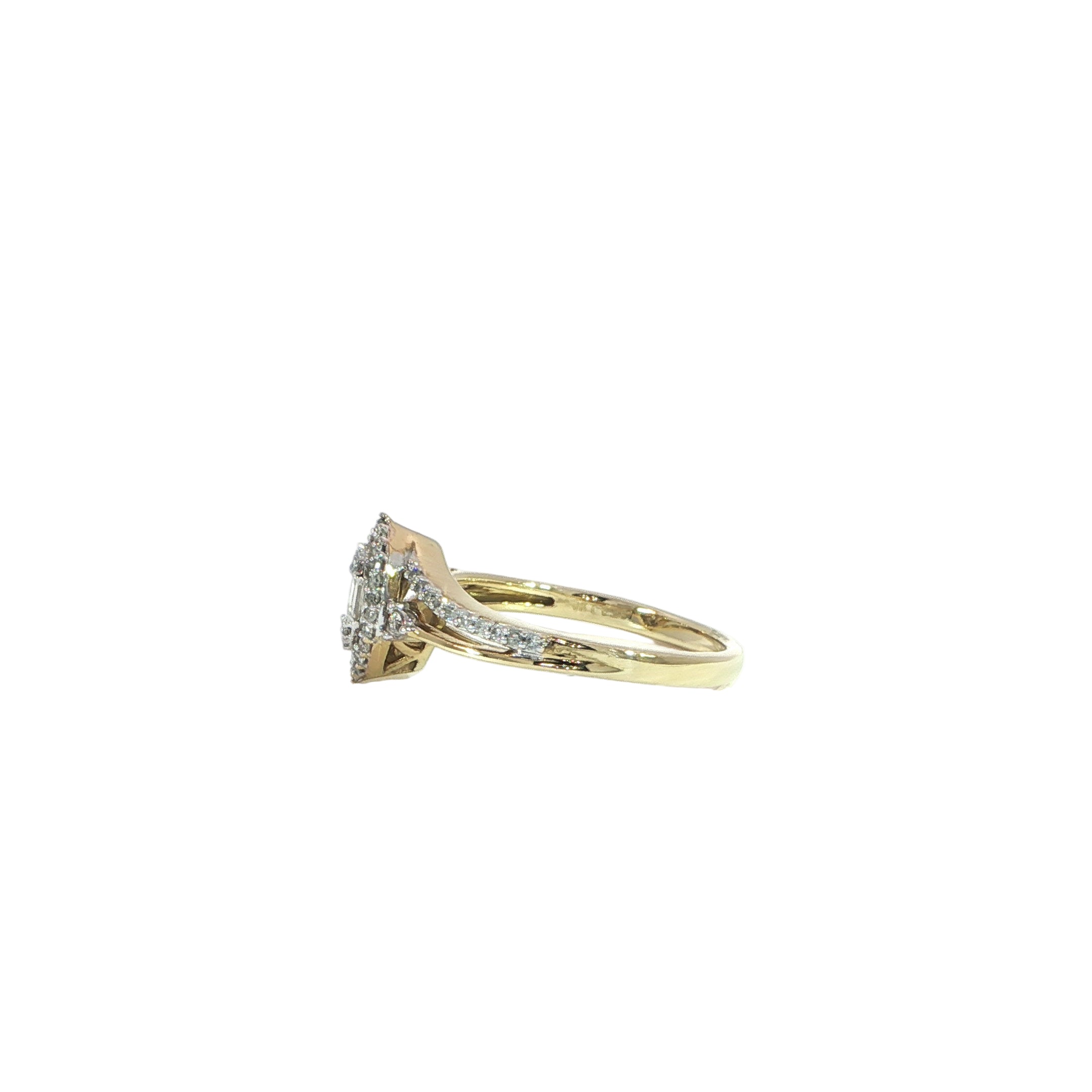 yellow gold marquise cluster diamond ring side