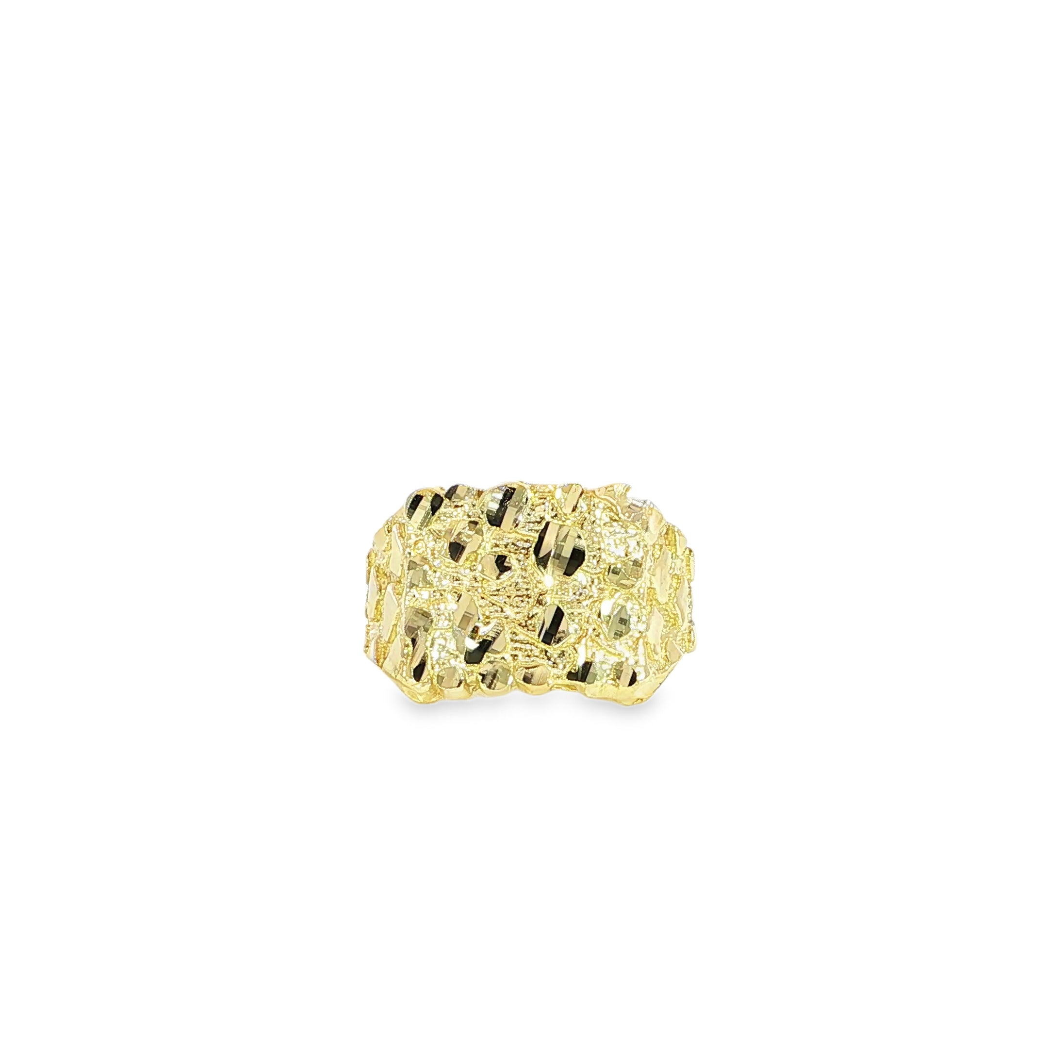 Front view of 10K gold nugget ring texture